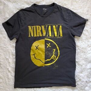 Old Navy Grey and Yellow “Nirvana” Vintage-Style Band Tee